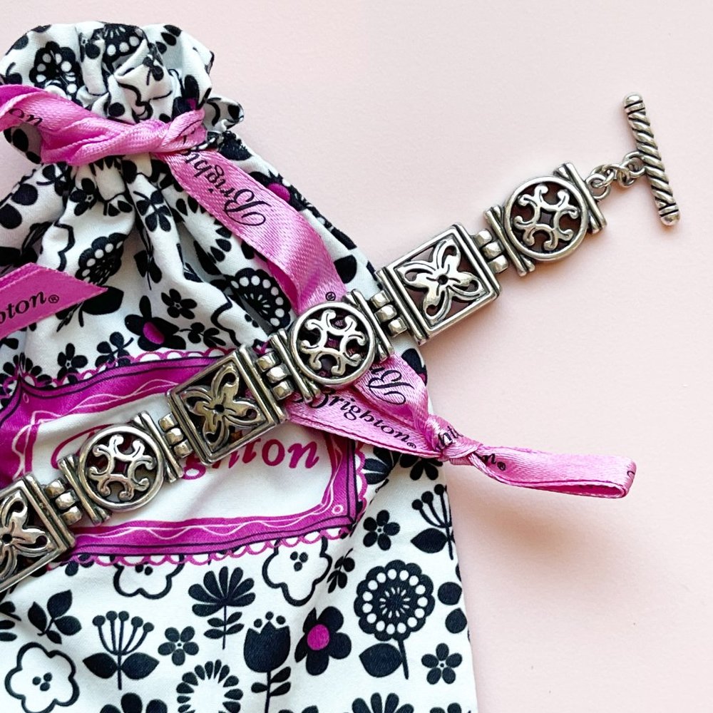 Brighton Silver Toggle Closure Wide Bracelet With… - image 6